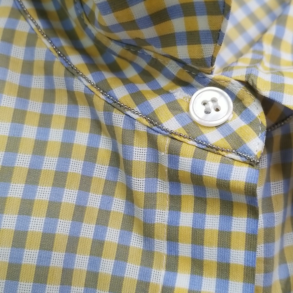 Lafayette 148 New York Button Down Shirt Medium Beaded Collar - Picture 2 of 5